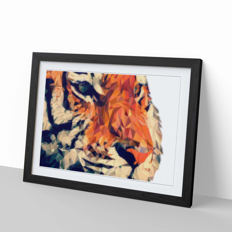 Geometric Tiger in Abstract - Framed Print, 62cm H x 87cm W x 2cm D, Black Framed