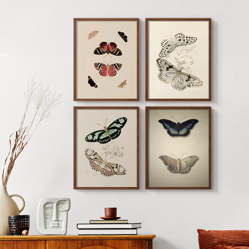 «Vintage Animal Print», impression encadrée XLV III - ensemble de 4, H 44 po x l 14 po, Noyer