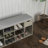 Multifunctional Storage Bench With Removable Cushion And 10 Compartments, Drawer For Pet Leashes, Gray, 40.9L X 19.3H Shoe 9 Storage, Side Compartments Boots, Gray Particle Board, 11.8W