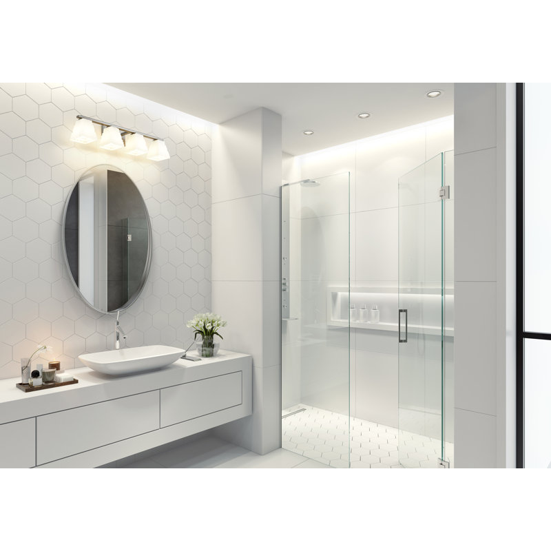 Ensemble de meuble-lavabo 4 lumières Teyona, Nickel brossé