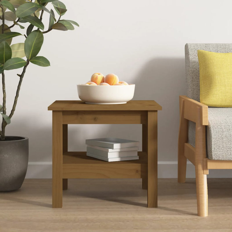 Kayliyah Solid Wood Four Leg Coffee Table, Honey Brown, 40cm H x 55cm W x 55cm D