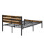Structure de lit très grand avec tête de lit en bois, lit plateforme en métal avec rangement sous le lit, aucun sommier nécessaire, brun rustique et noir-611380079