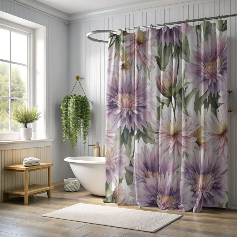 Rideau de douche 1 pièce Flower Rhythm, H 74 po x l 71 po