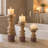 Gramercy Mango Wood Red Candle holders (Set of 3)-2000118085