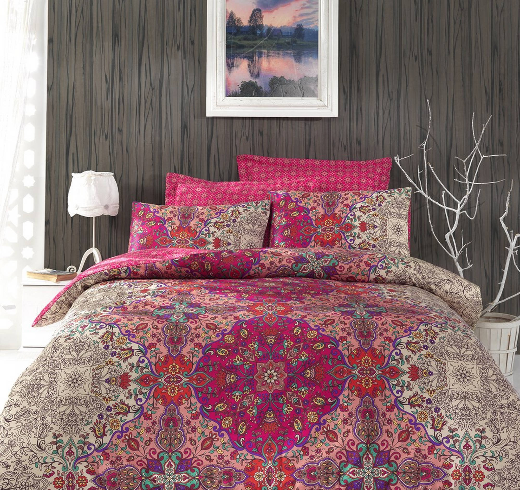 Asir Group INC Sheree Fuchsia Gray/Red/White/Turquoise 100 Cotton 3