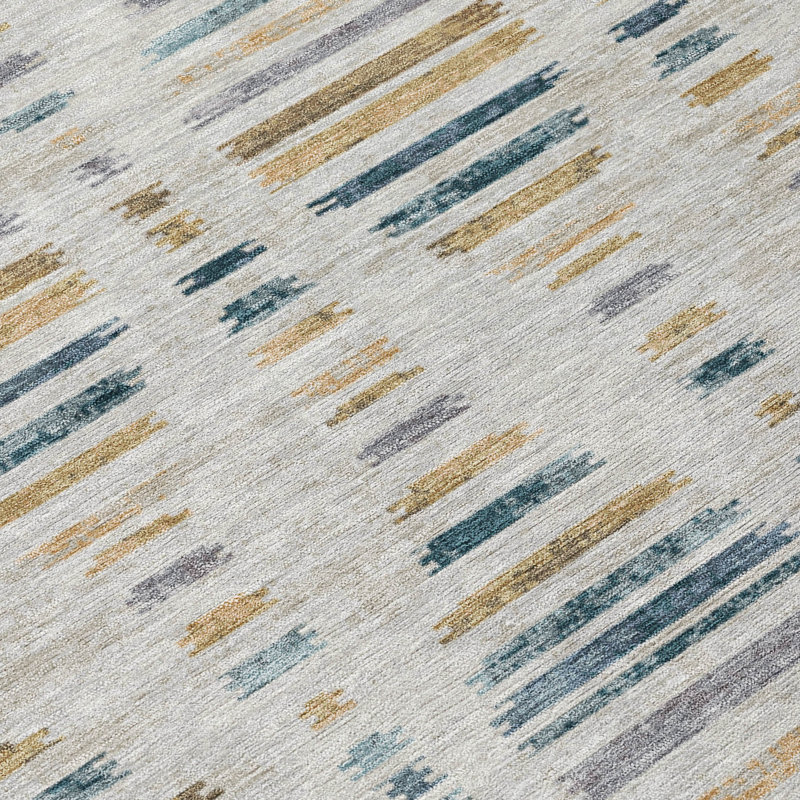 Machine Washable Indoor/Outdoor Xhevrie Linen Rug, Rectangle 10' x 14'