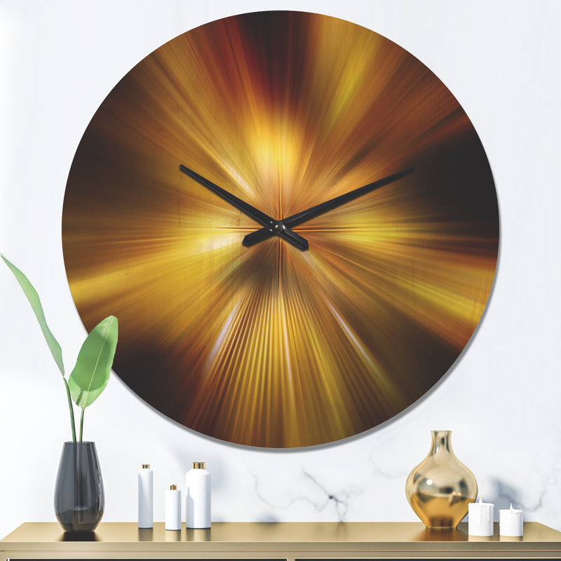 Explosion de teinte dorée - horloge murale moderne en bois, Très grand