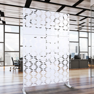 76" H48" W White Metal Privacy Screen - For Patio, Deck, Balcony, Outdoor & Indoor Use, , Rust-, Elegant Decorative Fence Balcony Privacy, Build, Rust Fade ,