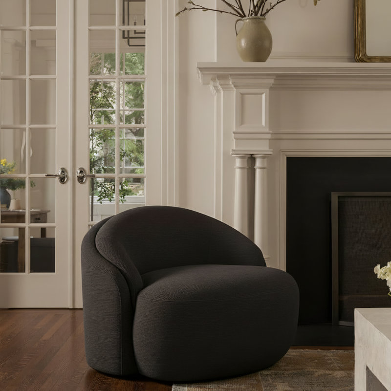 Fauteuil Caspian Chenille, Tissu chenille brun