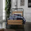 Lit plateforme double de style industriel rustique en métal et bois
