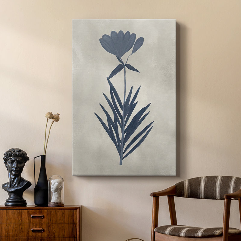 Fleurs pressées bleu marine I - galerie Cavas sur mesure, H 48 po x l 32 po