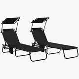 Verville Outsunny Folding Chaise Lounge Pool Chairs, Outdoor Sun Tanning Chairs