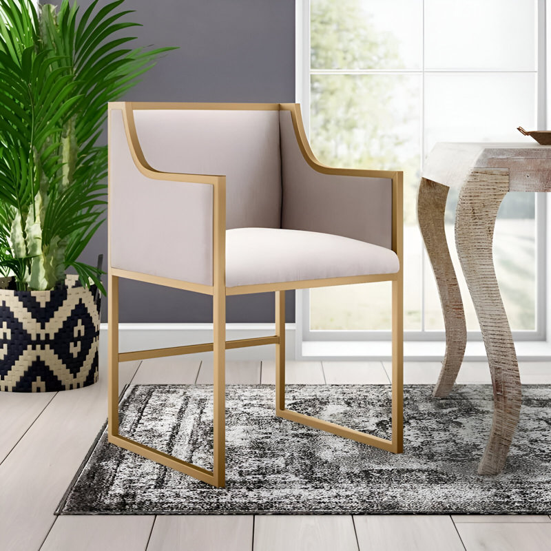 Chaise Bella, Blanc, Doré