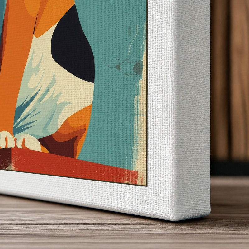 Calico Cat Geometric - Wrapped Canvas, 36x24 - 91.4 x 61.0 cm, White Border