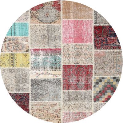 Tapis gris/rose/beige contemporain