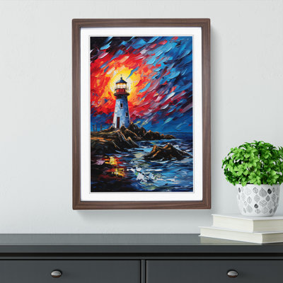 Lighthouse Expressionism No.3 - Single Picture Frame Print on Wood