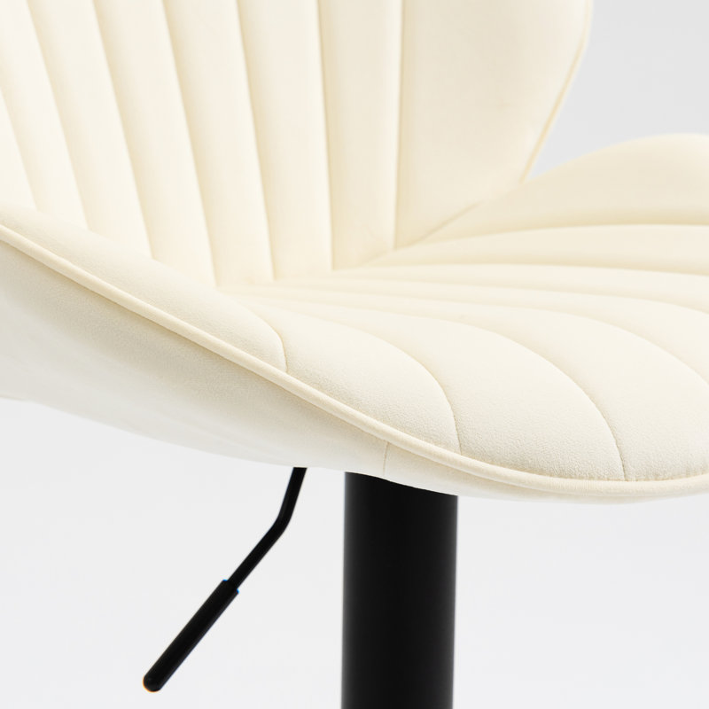2 Bar Stools In Cream, Adjustable With Back And Foot Rest, Suited For Kitchen Pub Counter Heights Footrest Supplied, Meeting Requirements Of Height Users