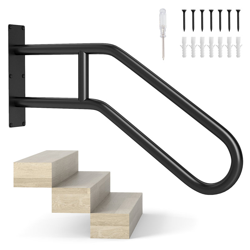 Costway 1 Pcs Heavy-duty Handrail Non-slip Wall Mount Stair Hand Railing Grab Bar For Elderly