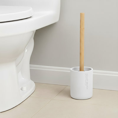 Ensemble de porte-brosse de toilette Willis Chic Matte avec poignée en bambou naturel