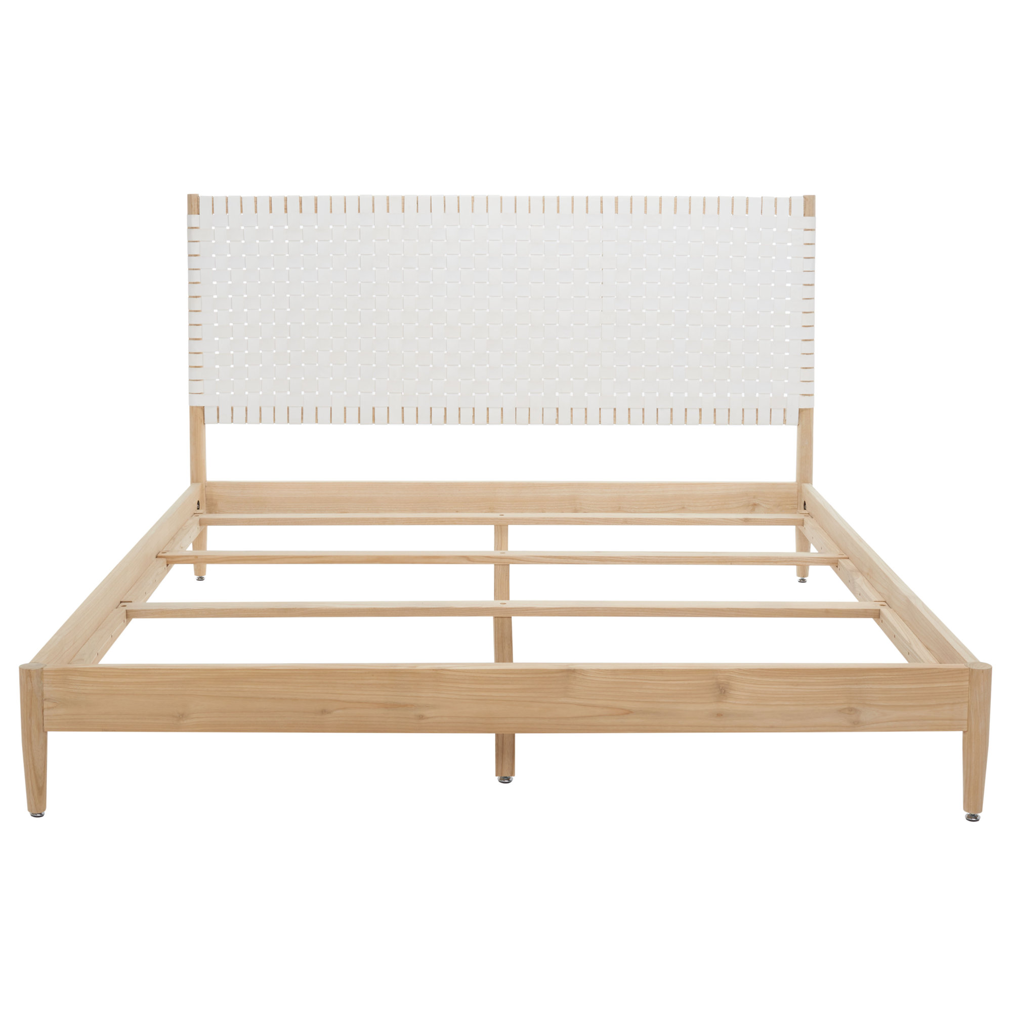 Tamita Leather Bed, Queen, White/Natural