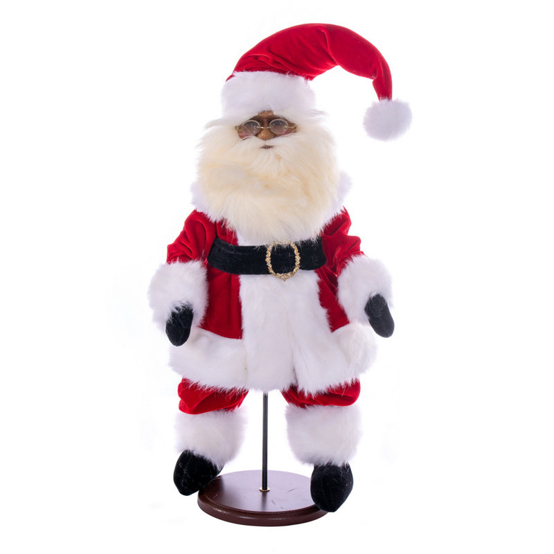 La poupée de père Noël en velours rouge foncé de 18 po avec support The Holiday Aisle®.