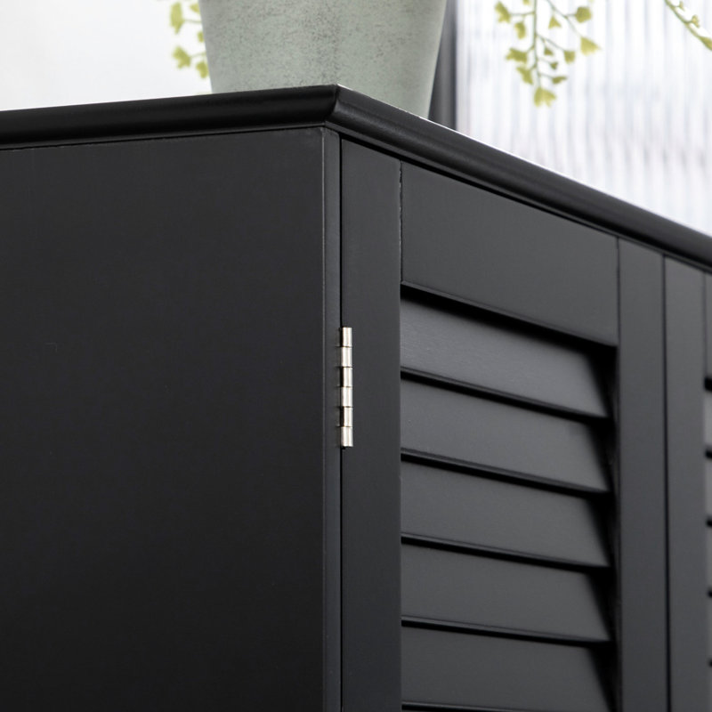 Armoire de salle de bain haute avec tablettes réglables - Portes étroites de rangement autoportantes noires, tablette et comptoir pour salle de bain, salon, espace de travail, entrée