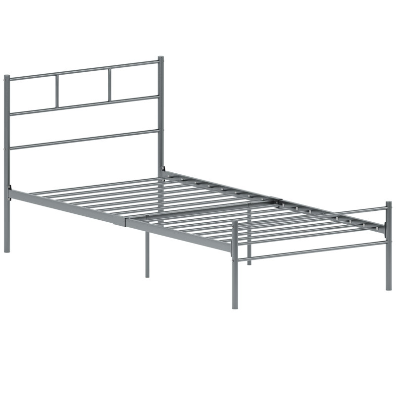 Dorset Metal Bed With Metal Slats & Centre Support Legs, Silver, Single (3')