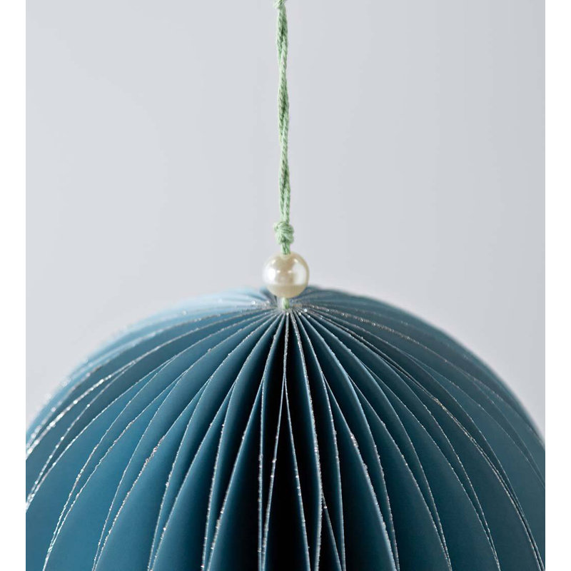 10'' Handmade Paper Ball Ornament, Blue