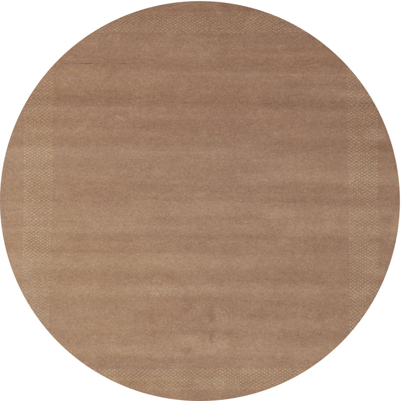 Tapis contemporain beige / brun, Rond 5 pi
