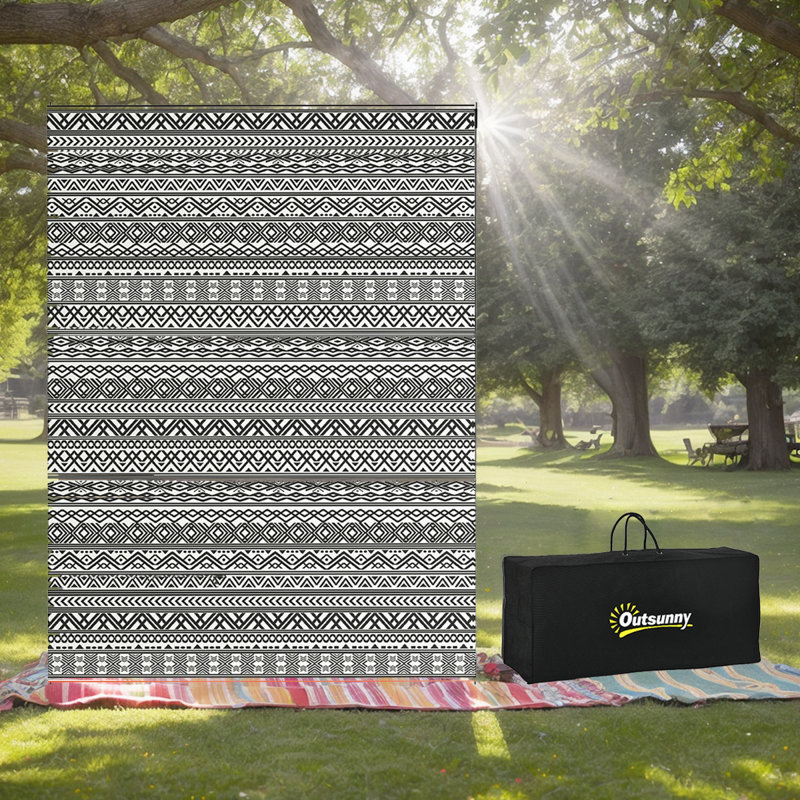 Tapis d'extérieur imperméable réversible - Tapis de camping portatif avec sac de transport