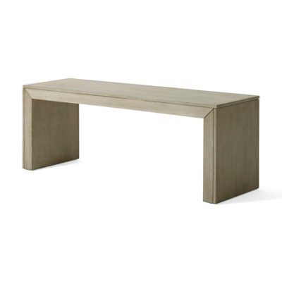 Accent Dining Bench, 48 Inch Taupe Grey Finish, Panel Legs Acacia Wood