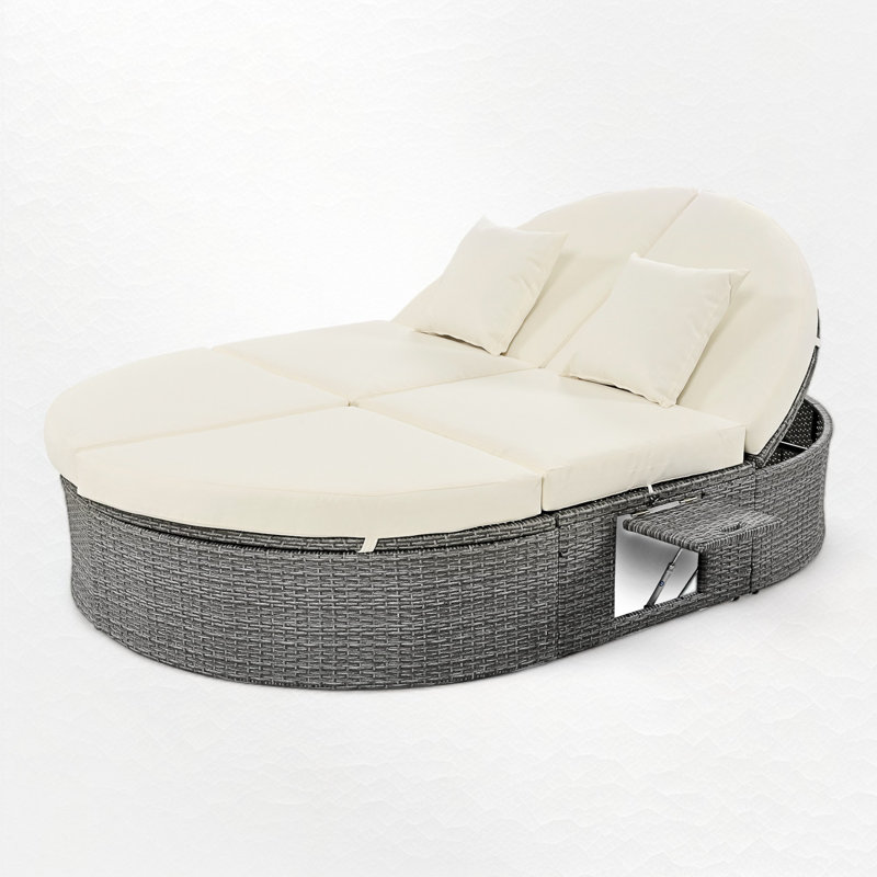 Lit de jour d'extérieur réversible avec coussins 78,7 po Chonie, Beige