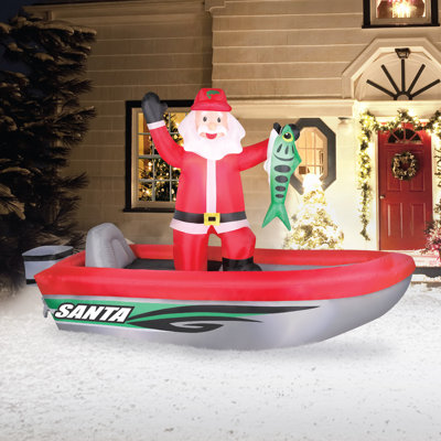 The Holiday Aisle® Fishing Santa Inflatable & Reviews | Wayfair