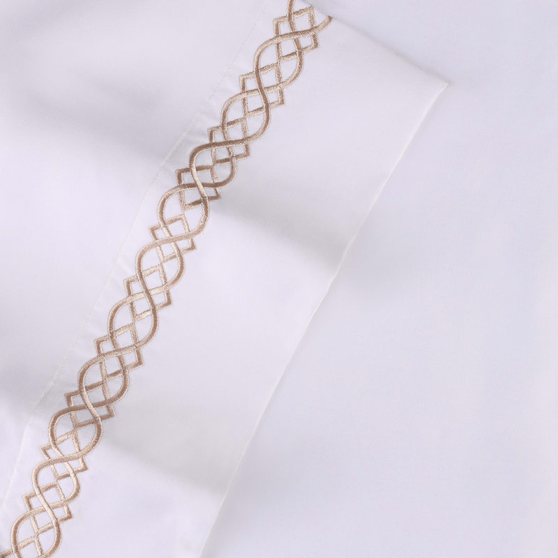 Coussins brodés 100% coton égyptien supérieur à densité de tissage 1000 supérieure, Standard, Bleu