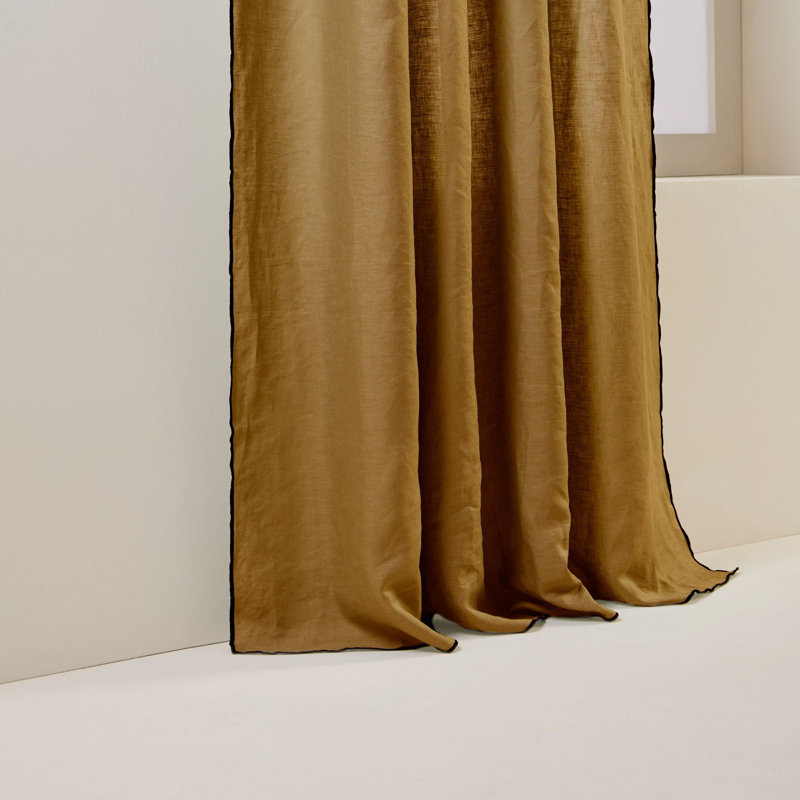 Carlina Linen Curtain Single Panel, Width 200 x Drop 280cm, Brown