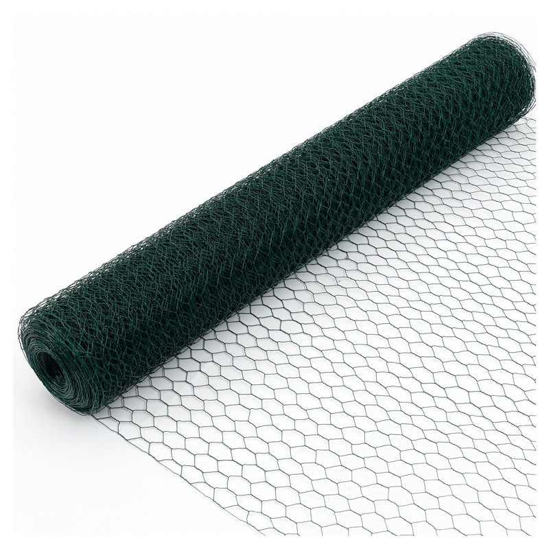 Filet de poule galvanisé vert 60M résistant - Filet de volaille hexagonal résistant à la rouille pour clôtures de jardin et enclos d'extérieur pour animaux