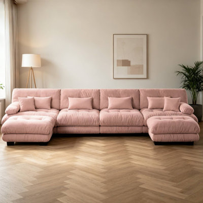 Canapé modulaire en U rembourré avec 2 repose-pieds