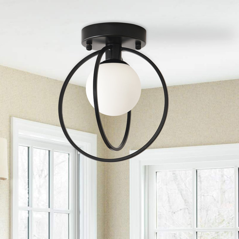Plafonnier encastré 1 lumière Globe, Noir mat