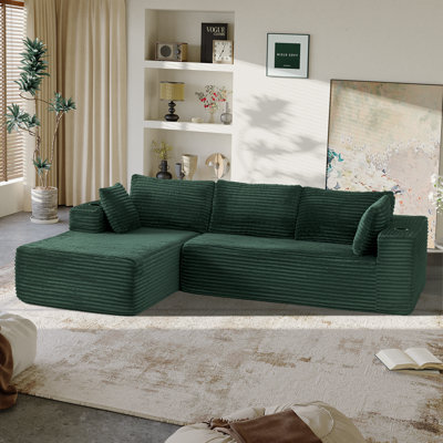 Boneless 106” No-Assembly Modular Sectional Sofa With Chaise Lounge – Modern L-Shape Upholstered Couch, Deep Seats & Cup Holder For Living Room