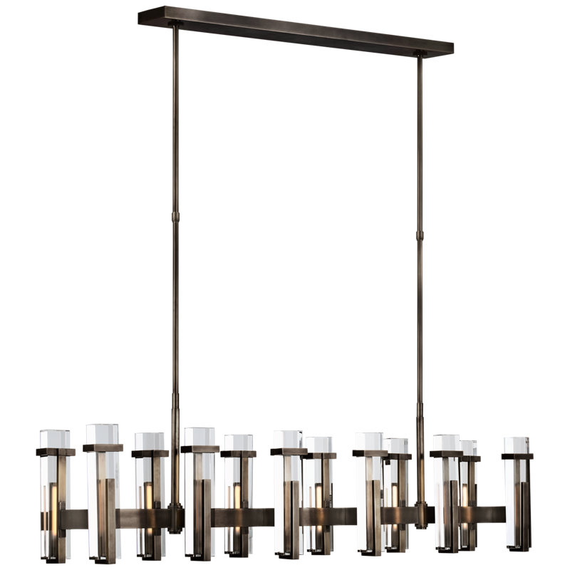 Ian K. Fowler Malik Large Linear Chandelier, Bronze, Clear