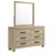 Oakglen 6-Drawer Dresser with Square Mirror and Bronze-Finish Handles, Weathered Oak