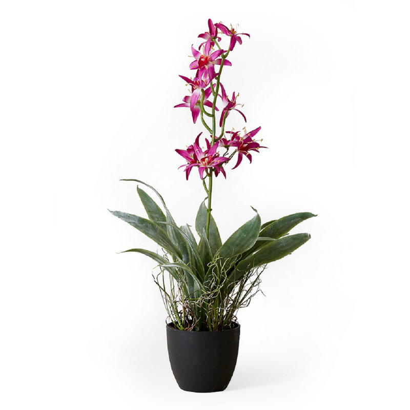 Plante à fleurs artificielle de 28 po dans un pot