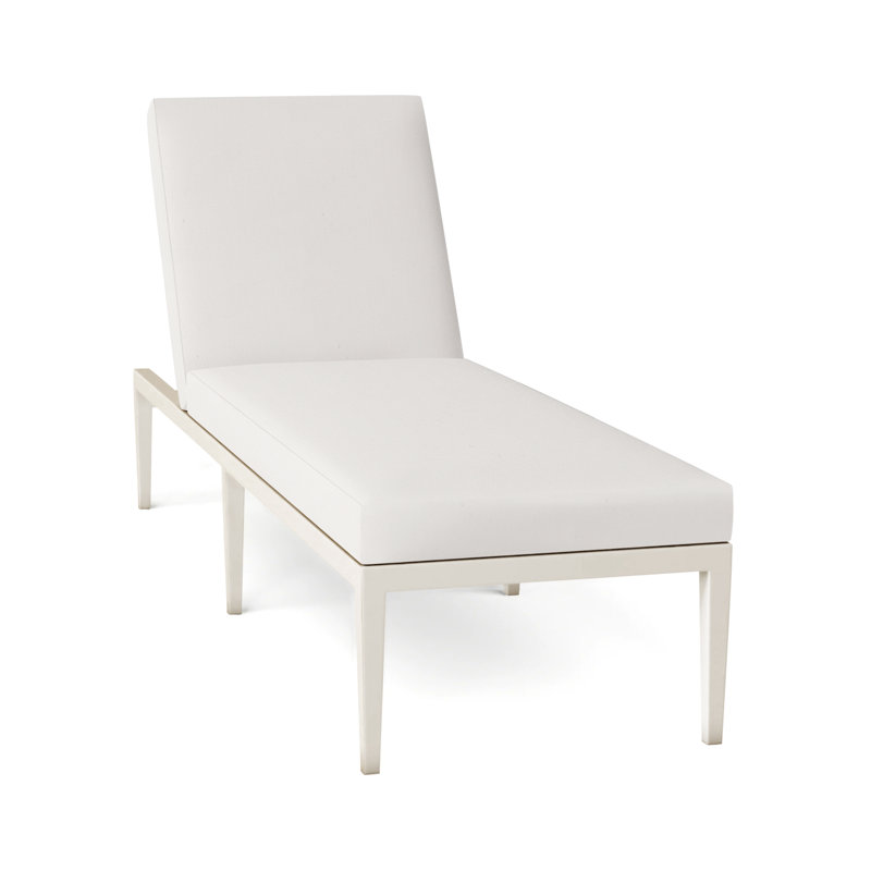 Elegante 78" Long Reclining Single Chaise with Cushions, No Welt, Natural White, Elegante #97 Midnight