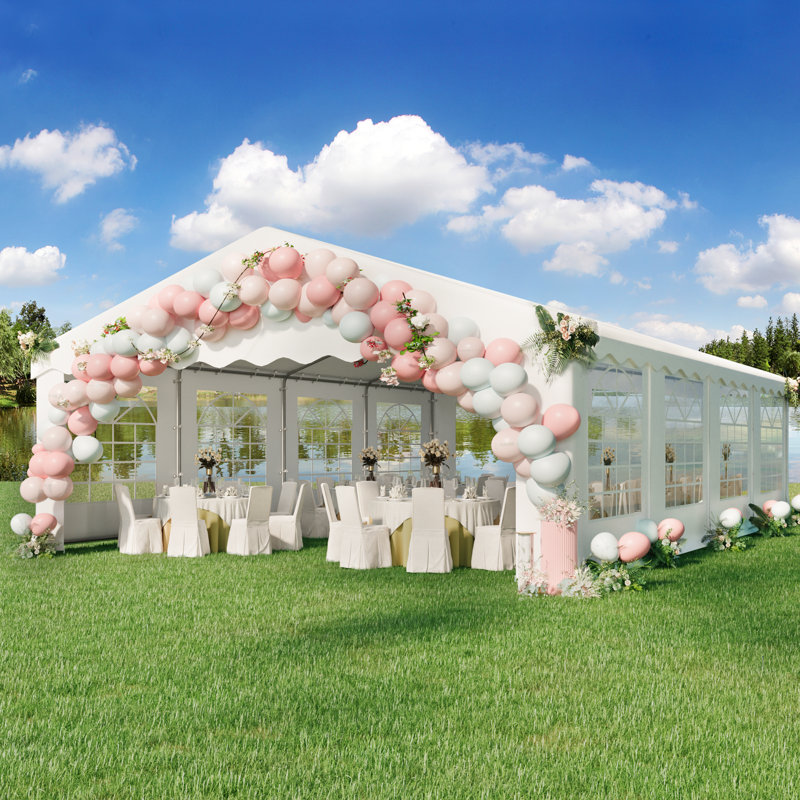 20' X 30' Party Tent, Heavy Duty Wedding Canopy With Removable Sidewalls & Windows, 10.7' H x 30' W x 20" D