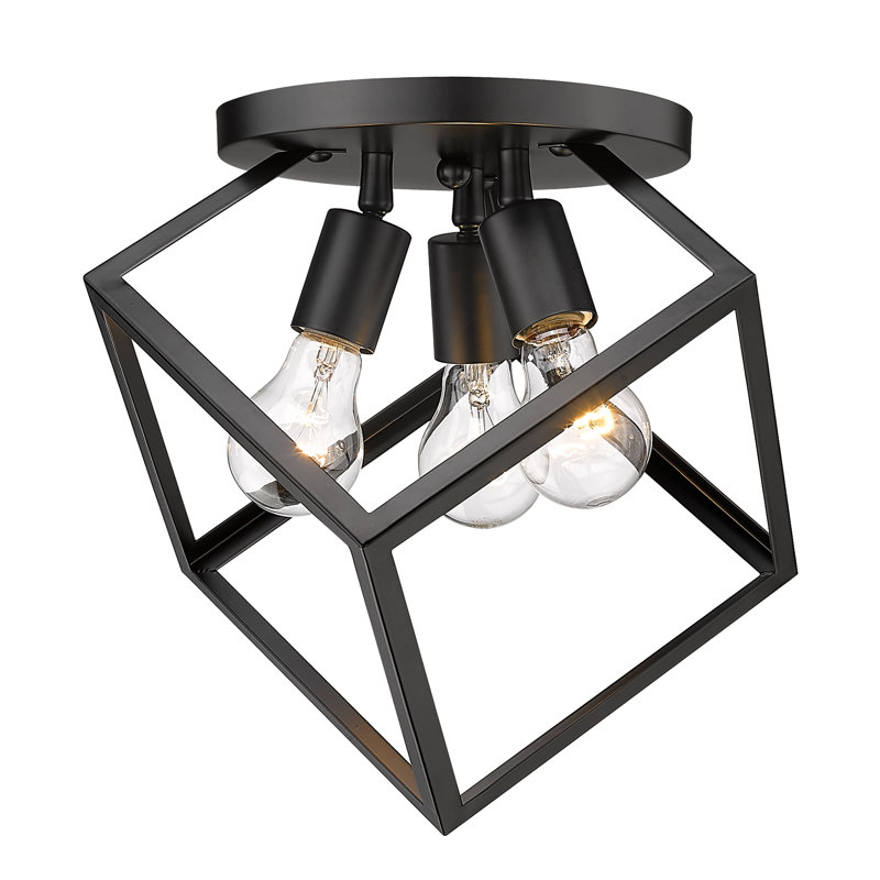 Plafonnier semi-encastré 3 lumières 13,13 po Calliope, Noir mat