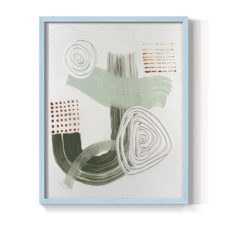 Impression encadrée Jade Rhythme II - bois massif, H 11 po x l 9 po, Bleu