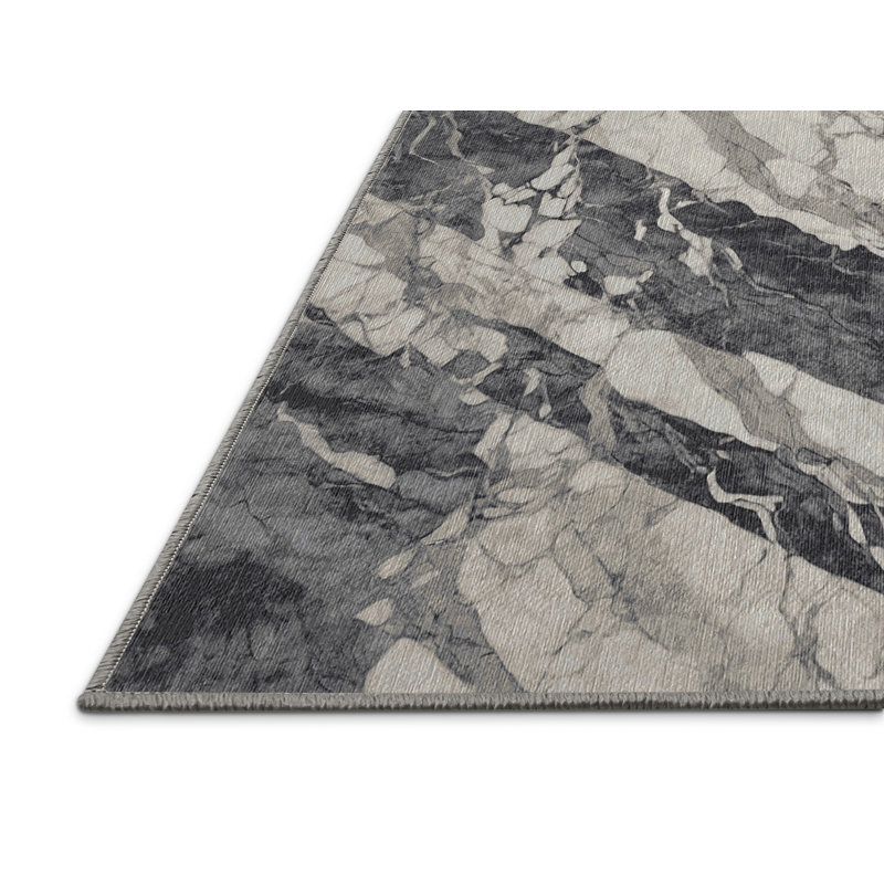 Machine Washable Gray Area Rug, Square 5'