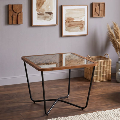 Metal Coffee Table with Glass Top