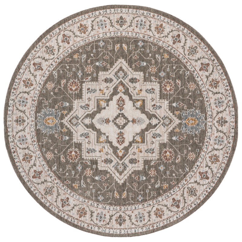 Vintage Rosewood 500 Performance Oriental; Vintage Look Indoor Rug, Round 6'3"