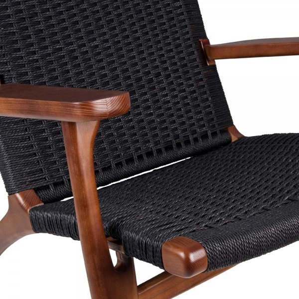 Soren Woven Lounge Chair., Black, Walnut